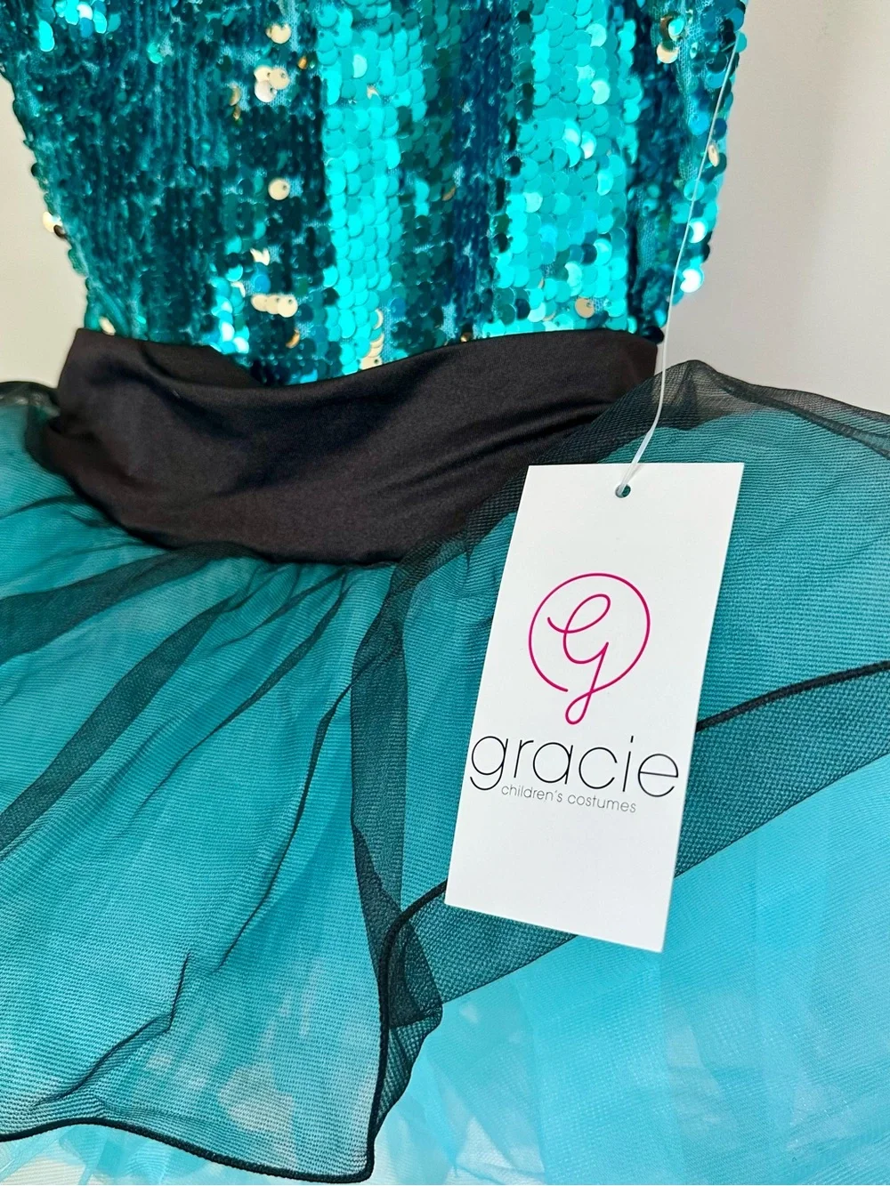 NWT Teal Sequin Tulle Dance Costume - Size: MC